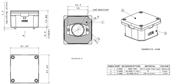 Mechanical Drawing - Ledil ROSE LED Lighting Lens Assemblies