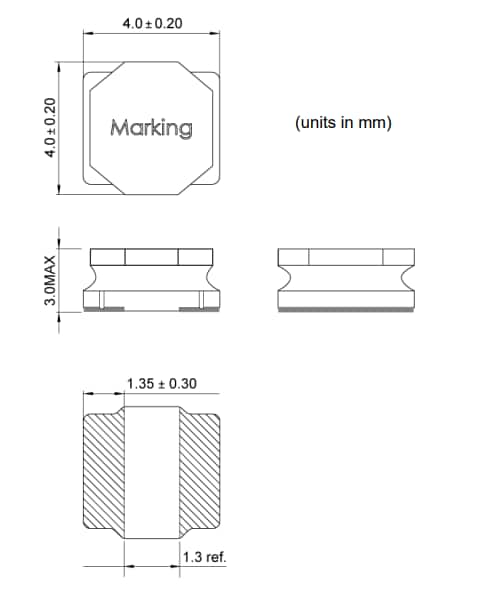 Mechanical Drawing - Monolithic Power Systems (MPS) MPL-SE4030-R68  0.68µH Semi-Shielded Inductor