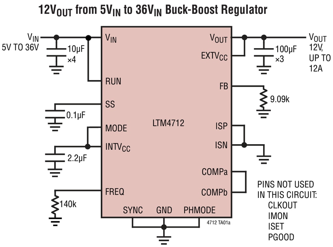 Application Circuit Diagram - Analog Devices Inc. LTM4712 Buck-Boost μModule® Regulator